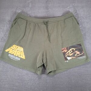 Star Wars The Mandalorian Mens Olive Green Fleece Shorts Grogu‎ Baby Yoda 3XL